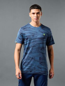 Technosport - Men Jacquard Slim Fit Round Neck Sports T-Shirt With Double Cool
