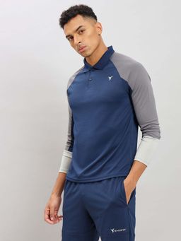 Technosport - Men Colorblock Slim Fit Polo Sports T-Shirt With Technocool