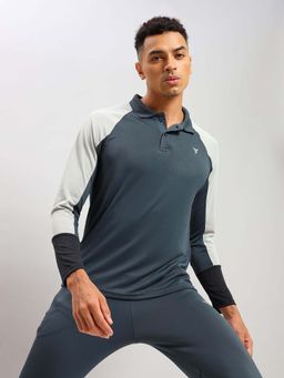 Technosport - Men Colorblock Slim Fit Polo Sports T-Shirt With Technocool