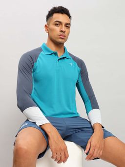 Technosport - Men Colorblock Slim Fit Polo Sports T-Shirt With Technocool