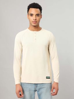 Technosport - Men Self Design Slim Fit Henley Neck Sports T-Shirt With Matpiq