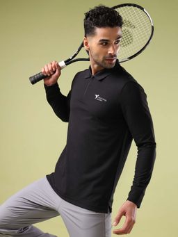 Technosport - Men Solid Slim Fit Polo Sports T-Shirt With Matpiq