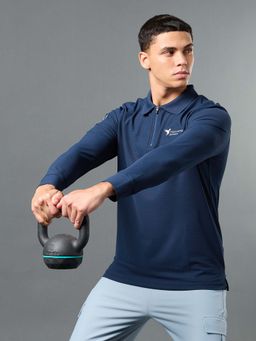 Technosport - Men Solid Slim Fit Polo Sports T-Shirt With Matpiq