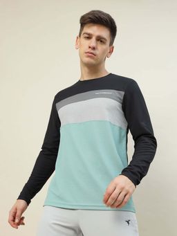 Technosport - Men Colorblock Slim Fit Round Neck Sports T-Shirt With Matpiq