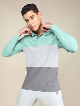 Technosport - Men Colorblock Slim Fit Polo Sports T-Shirt With Matpiq