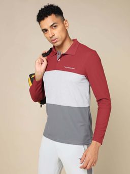 Technosport - Men Colorblock Slim Fit Polo Sports T-Shirt With Matpiq