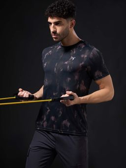 Technosport - Men Abstract Print Slim Fit Round Neck Sports T-Shirt With Technocool