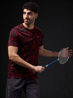 Technosport - Men Abstract Print Slim Fit Round Neck Sports T-Shirt With Technocool