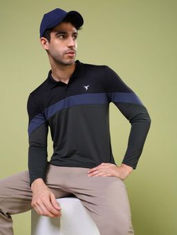 Technosport - Men Colorblock Slim Fit Polo Sports T-Shirt With Technocool