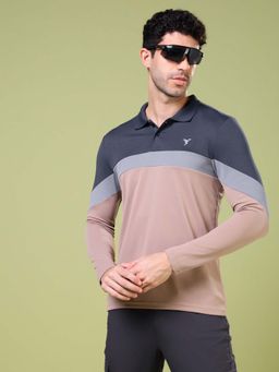 Technosport - Men Colorblock Slim Fit Polo Sports T-Shirt With Technocool