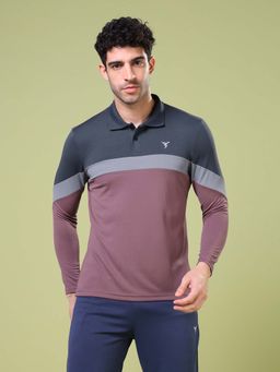 Technosport - Men Colorblock Slim Fit Polo Sports T-Shirt With Technocool
