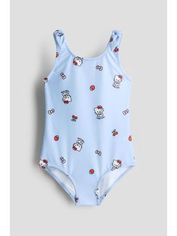 H&M - Girls Blue Printed Knot-Detail Swimsuit