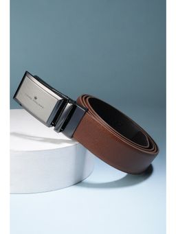 Louis Philippe - Men Brown Textured Genuine Leather Formal Belt