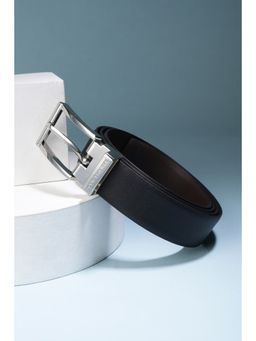 Louis Philippe - Men Black Solid Genuine Leather Formal Belt