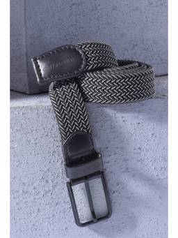 Peter England - Men Black Printed Genuine Leather Belt