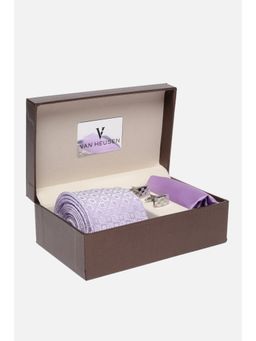Van Heusen - Men Lilac Party Tie With Pocket Square & Cufflinks