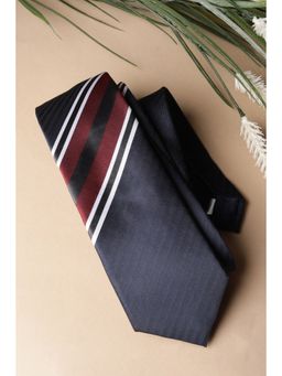 Van Heusen - Men Navy Blue Stripes Formal Tie