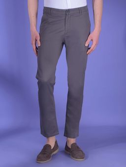 CRIMSOUNE CLUB - Mens Grey Stretchable Cotton Trousers