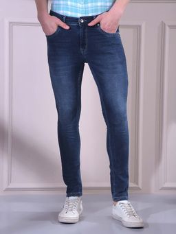 CRIMSOUNE CLUB - Mens Navy Blue Skinny Jeans