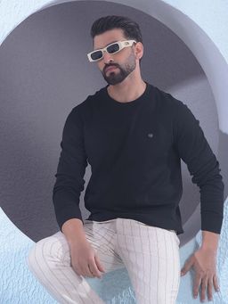 CRIMSOUNE CLUB - Men Black 100% Cotton Sweatshirt