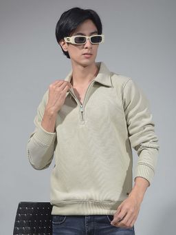 CRIMSOUNE CLUB - Men Beige Corduroy Sweatshirt