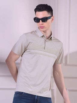 CRIMSOUNE CLUB - Men Grey Typographic Print Polo Neck T-Shirt