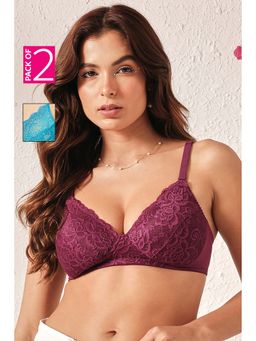 Clovia - Lace Bras - Lightly Padded Non-Wired Full Coverage Multiway Multi-Color (Pack of 2)