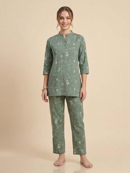 FABLUSH - Women Nightwear Nightsuit Green (Pack of 2)