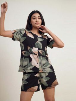 JULIANA DREAM - Womens Black Cotton Printed Shirt And Shorts