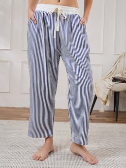 Secrets By ZeroKaata - Women Striped Summer Lounge Pants Blue