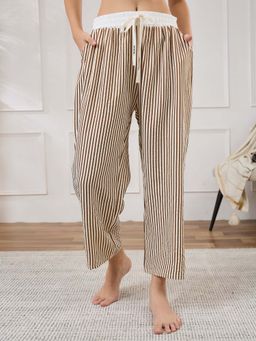 Secrets By ZeroKaata - Women Striped Summer Lounge Pants Brown