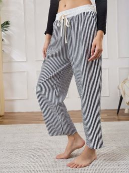 Secrets By ZeroKaata - Women Striped Summer Lounge Pants Grey