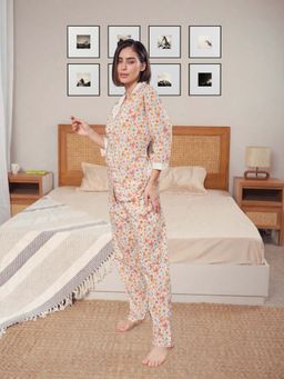 KIZA - Womens Cotton Nightsuit With Ditsy Floral Print