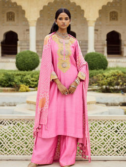 PINK CITY BY SARIKA - Pink Kurta with Pant and Dupatta (Set of 3)