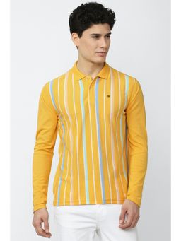Peter England - Men Yellow Stripe Polo T-shirt