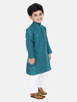 BownBee - Boys Stand Collar Cotton Kurta Pajama- Blue (Set of 2)