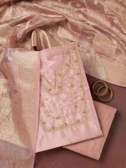 Koskii - Lavender Zardozi (Gold) Tissue Unstitched Dress Material