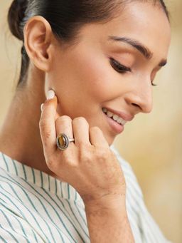 Fabindia - Women Brown Stone Adjustable Ring