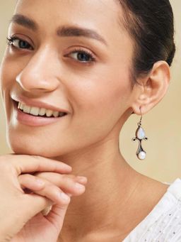 Fabindia - Women White Stone Dangler Earrings