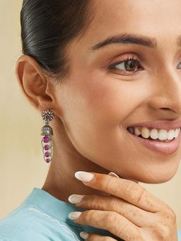 Fabindia - Women Pink Stone Jhumka Earrings