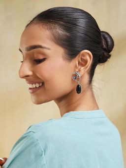Fabindia - Women Black Stone Dangler Earrings