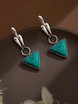 Fabindia - Women Turquoise Stone Dangler Earrings