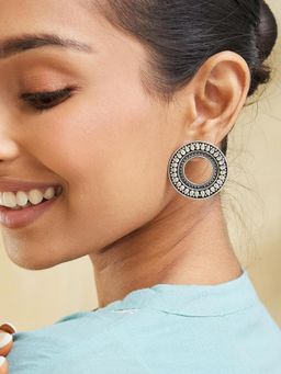 Fabindia - Women Silver Big Stud Earrings