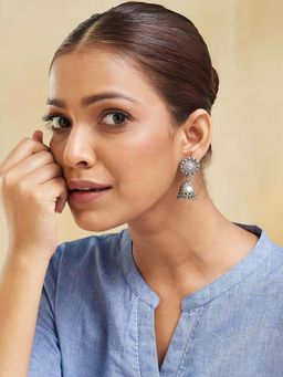 Fabindia - Women Brass Silver Jhumka Earrings
