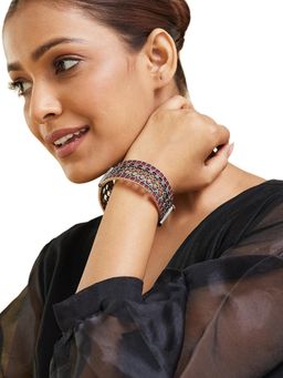 Fabindia - Women Brass Red Stone Studded Openable Kada