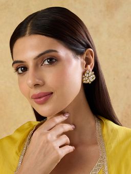 Indinoor - Women Polki Kundan Trikone Stud Earrings