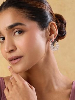 Indinoor - Women Zirconia Front Back Hoop Earrings