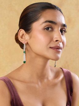 Indinoor - Women Emerald Green Zircon Dangler Earrings