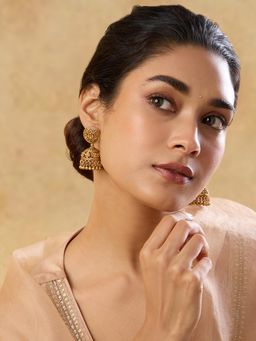 Indinoor - Women Gold Jhumka Earrings