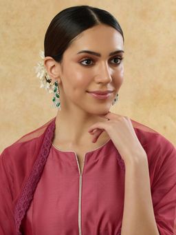 Indinoor - Women Panna Zircon Green Cocktail Dangler Earrings
